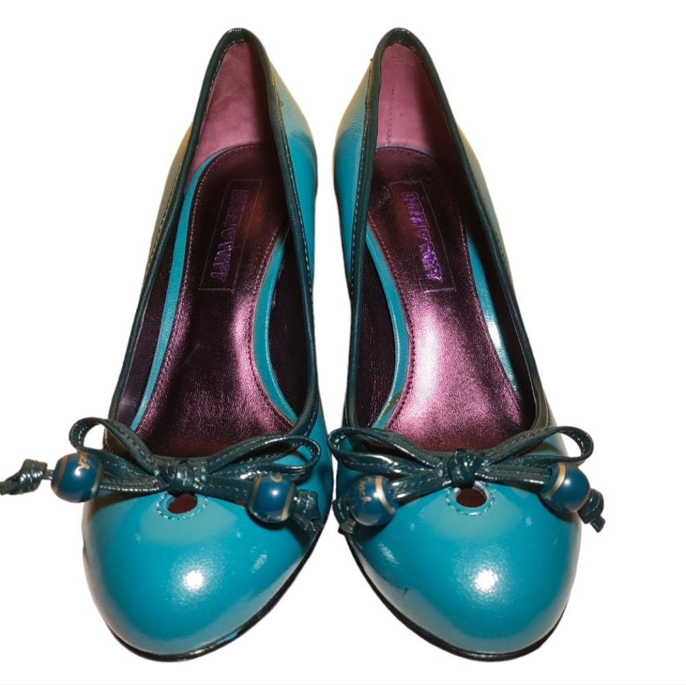 Coach Poppy Blue Patent Leather Heels